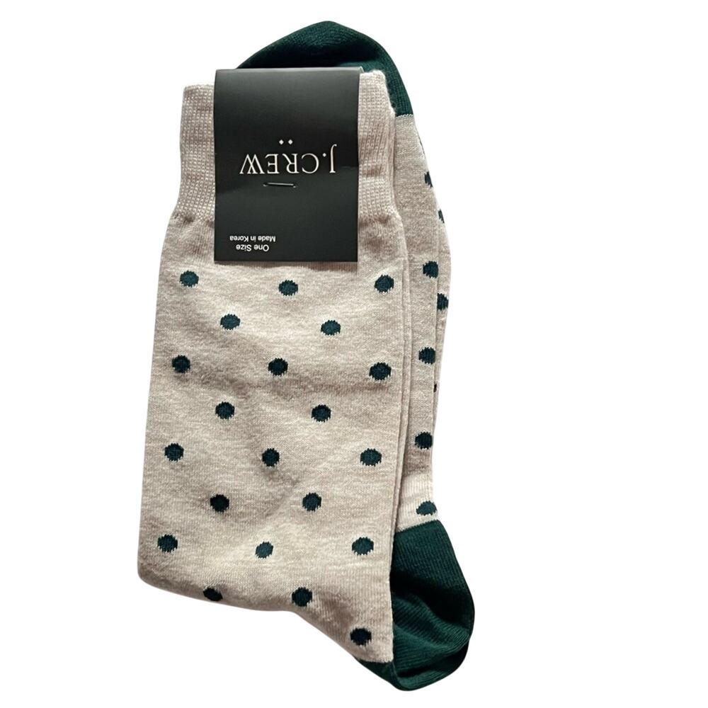 J.Crew Men’s Gray and Green Dot Socks NWT OS